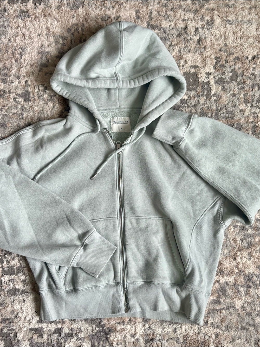 Women’s M Abercrombie & Fitch Light Sage/ Baby Blue Oversized Zip-Up Hoodie
